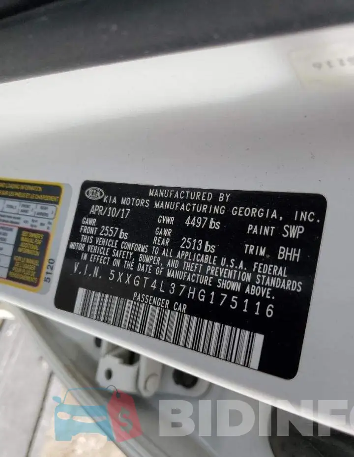 5XXGT4L37HG175116 Photo# 10