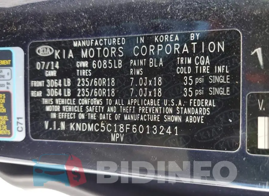KNDMC5C18F6013241 Photo# 13
