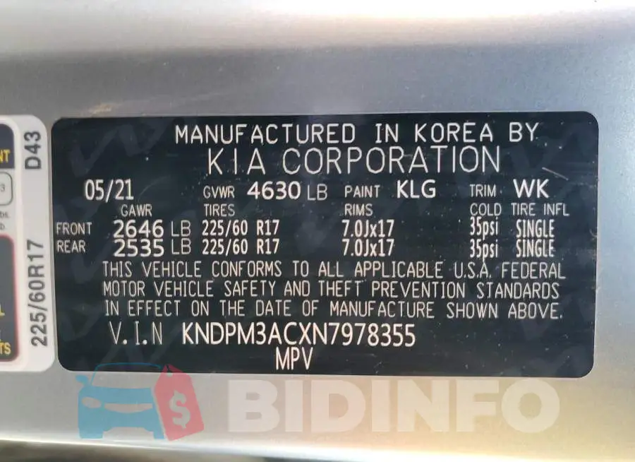 KNDPM3ACXN7978355 Photo# 13
