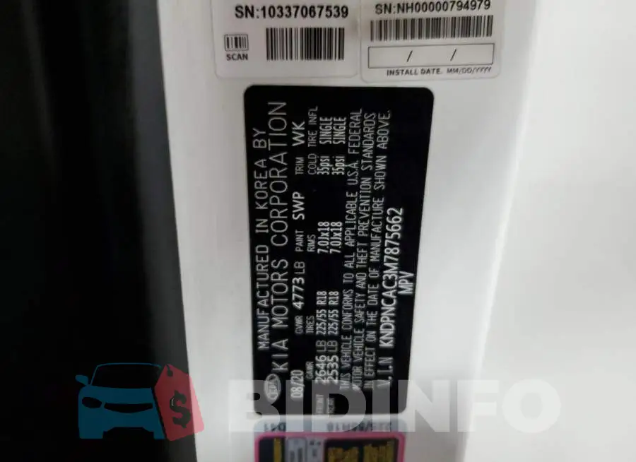 KNDPNCAC3M7875662 Photo# 13