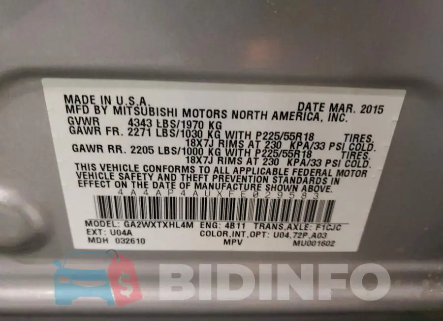 4A4AP4AUXFE029583 Photo# 13