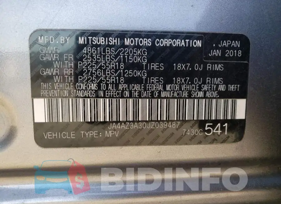 JA4AZ3A30JZ039487 Photo# 13