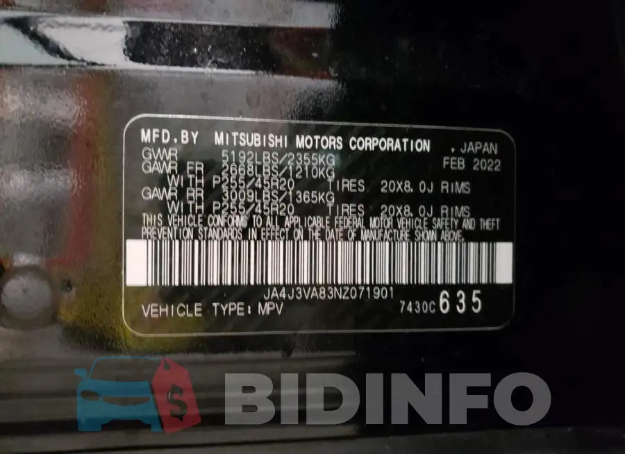 JA4J3VA83NZ071901 Photo# 13