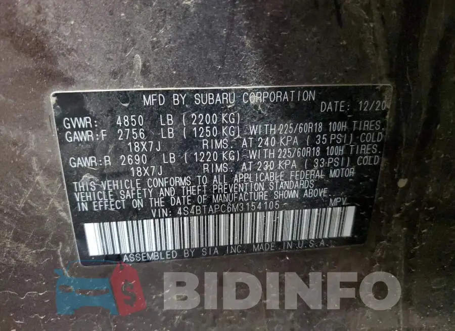 4S4BTAPC6M3154105 Photo# 13