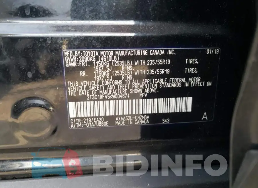 2T3C1RFV5KW004674 Photo# 13