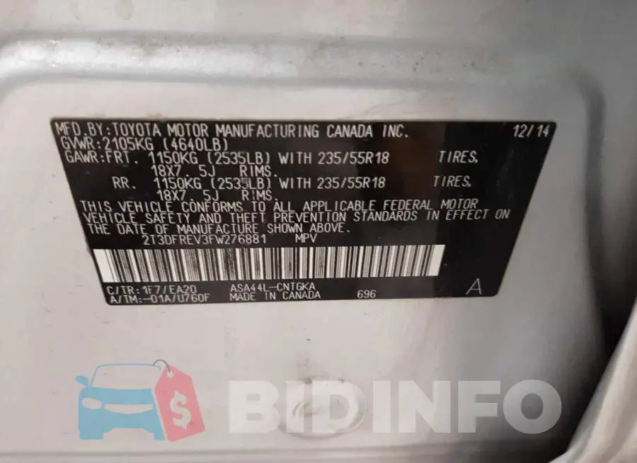2T3DFREV3FW276881 Photo# 13