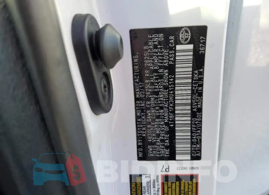 4T1BF1FK3HU415142 Photo# 13
