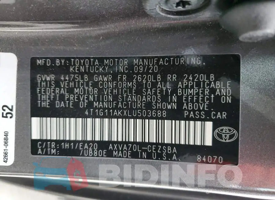 4T1G11AKXLU503688 Photo# 13