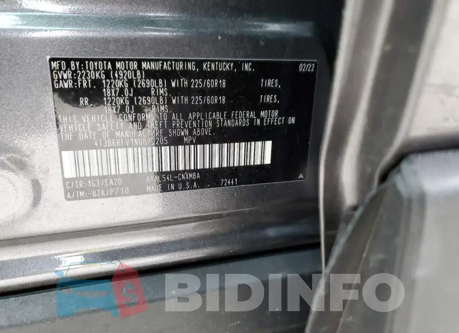 4T3B6RFV1NU070205 Photo# 13