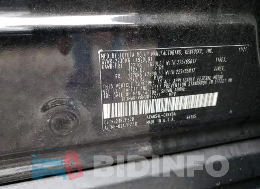 4T3MWRFV8MU042277 Photo# 10