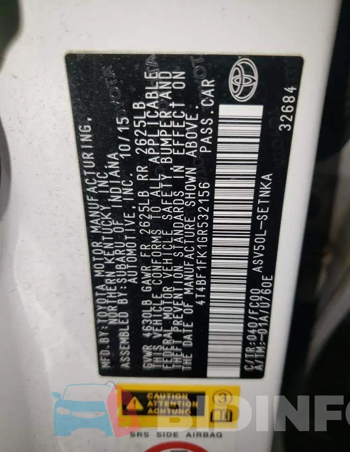 4T4BF1FK1GR532156 Photo# 12