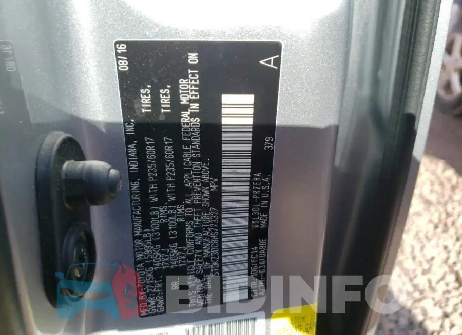 5TDKZ3DC8HS773327 Photo# 10