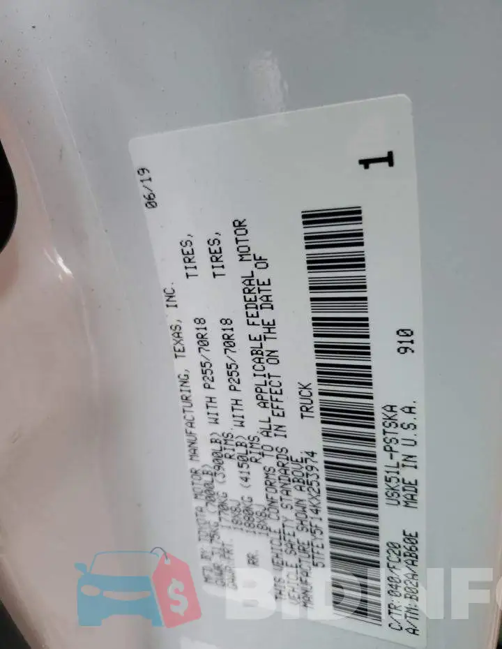 5TFEY5F14KX253974 Photo# 10