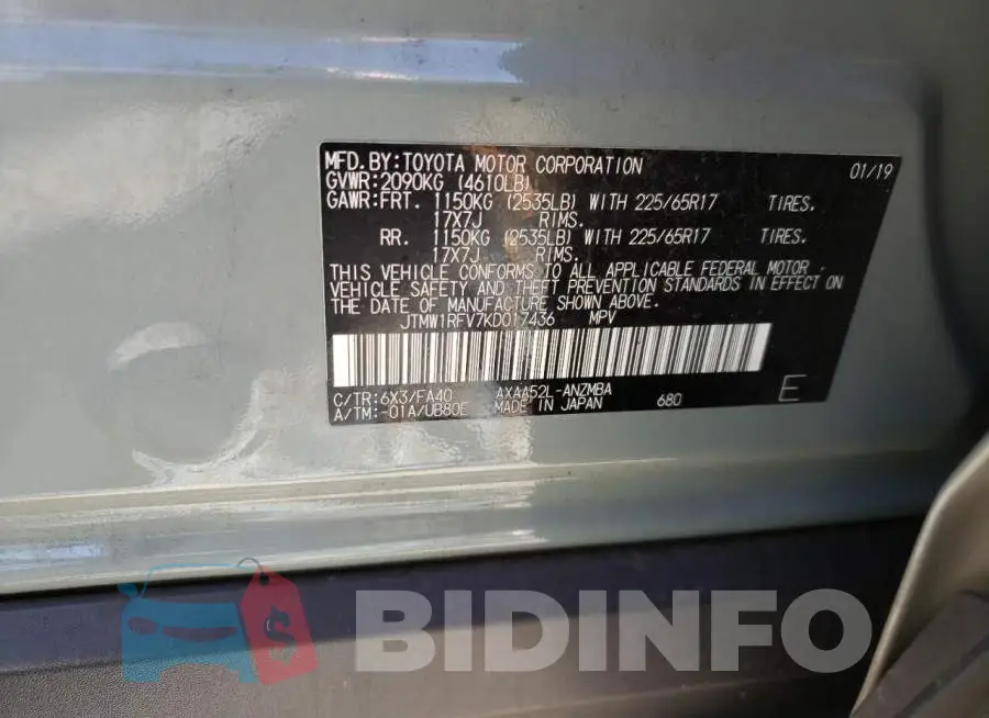 JTMW1RFV7KD017436 Photo# 13