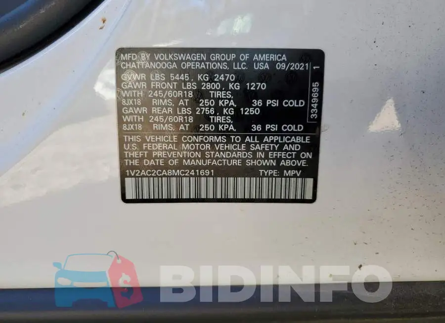 1V2AC2CA8MC241691 Photo# 12