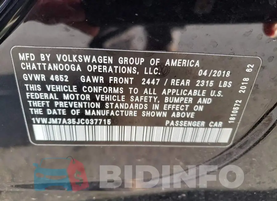 1VWJM7A35JC037715 Photo# 13