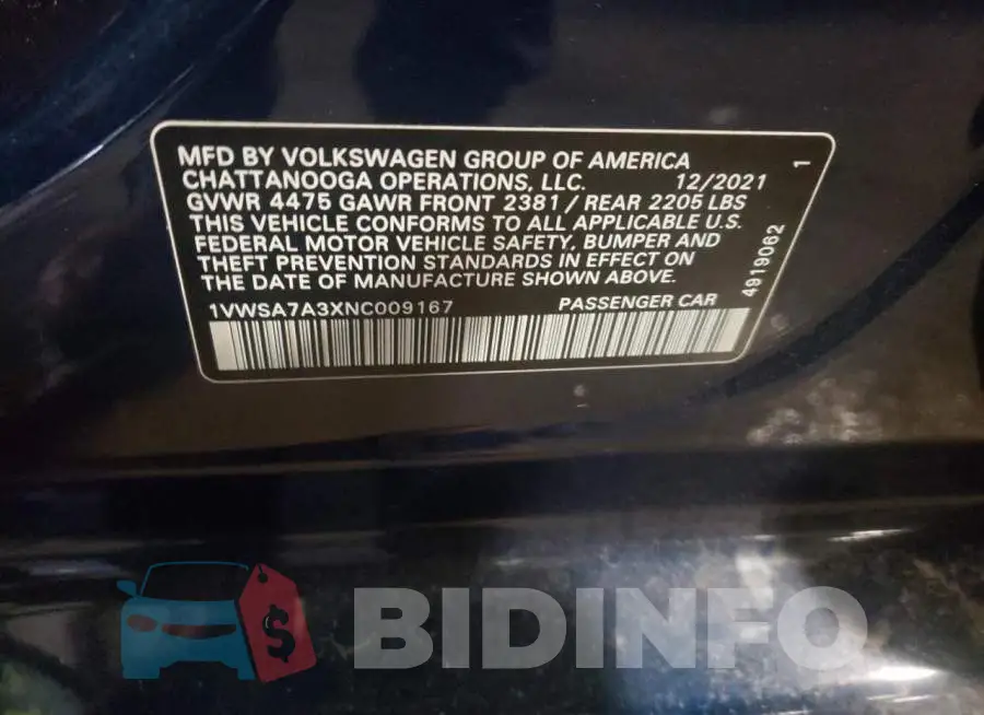 1VWSA7A3XNC009167 Photo# 12