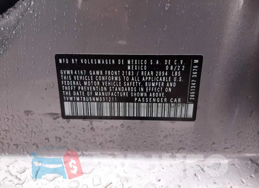 3VW7M7BU5NM031211 Photo# 12