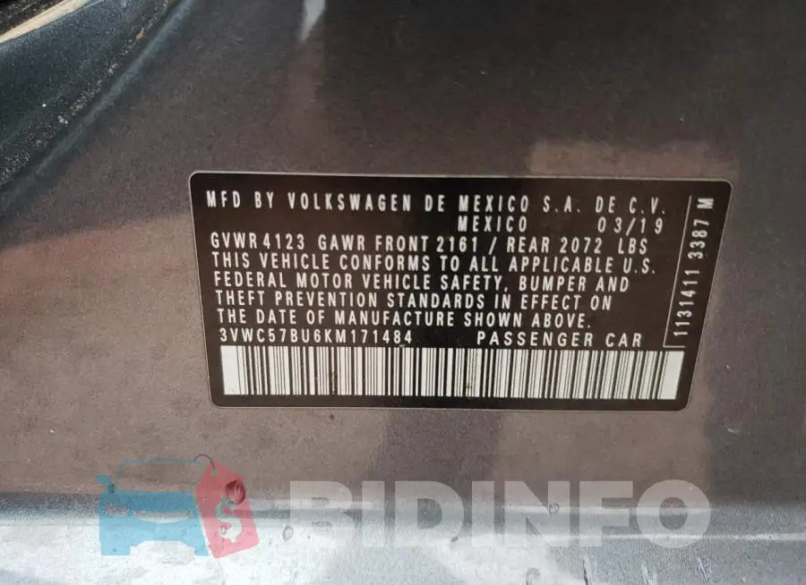 3VWC57BU6KM171484 Photo# 13