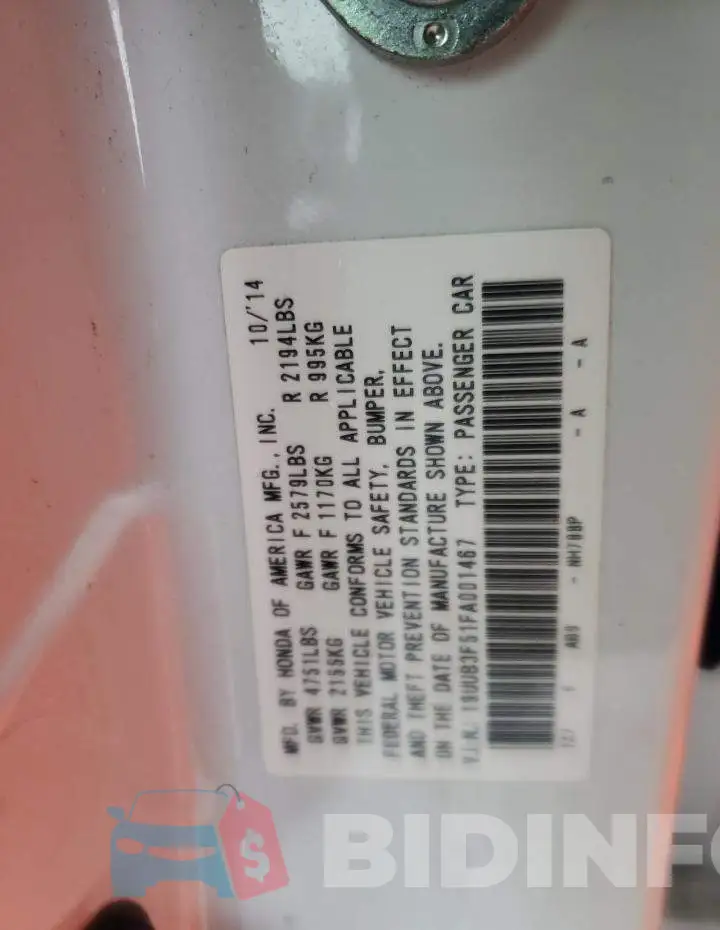 19UUB3F51FA001467 Photo# 12