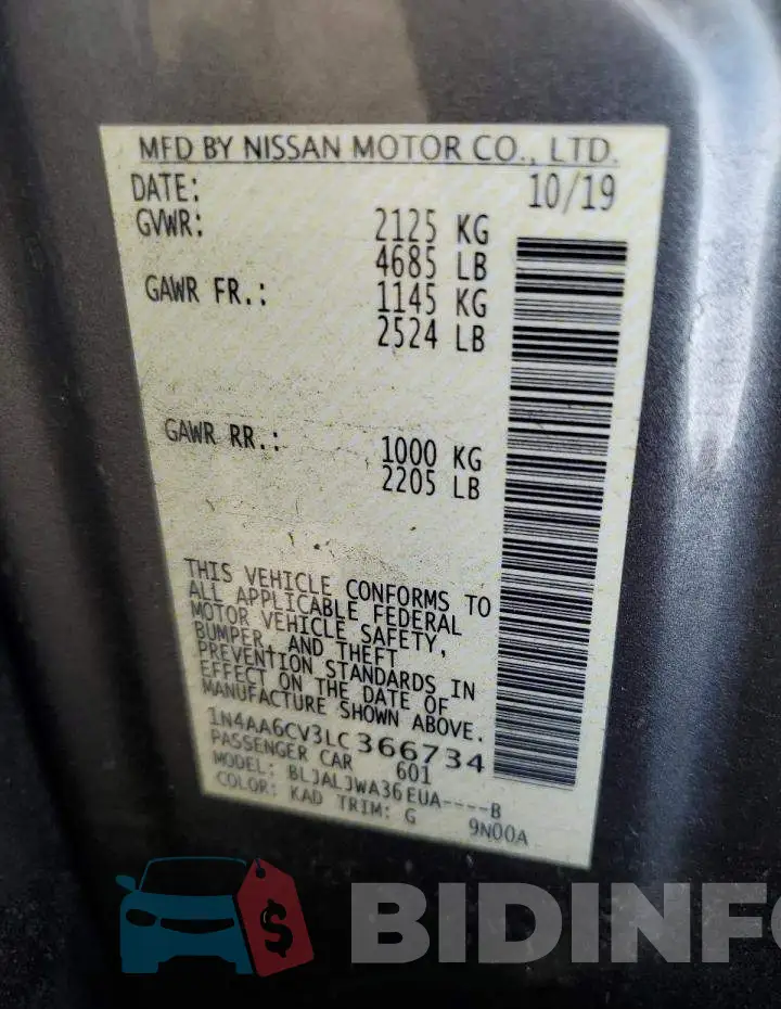1N4AA6CV3LC366734 Photo# 10