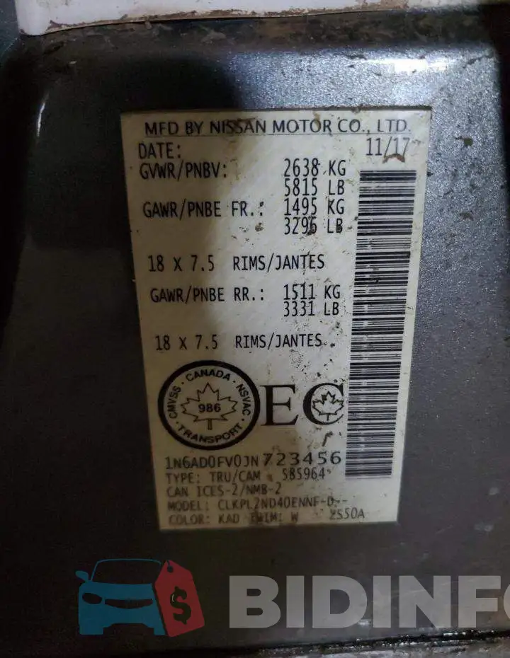 1N6AD0FV0JN723456 Photo# 12