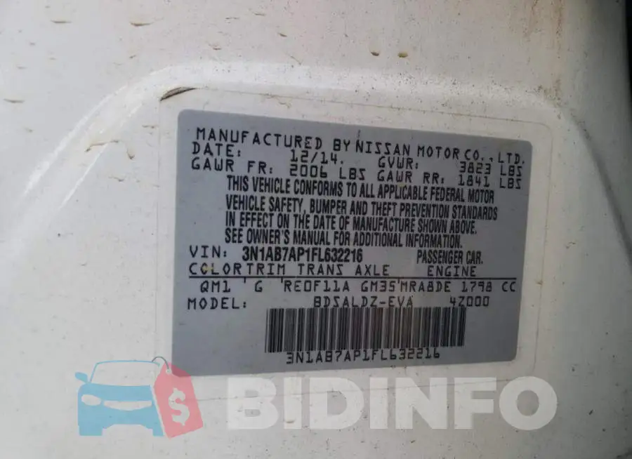 3N1AB7AP1FL632216 Photo# 12