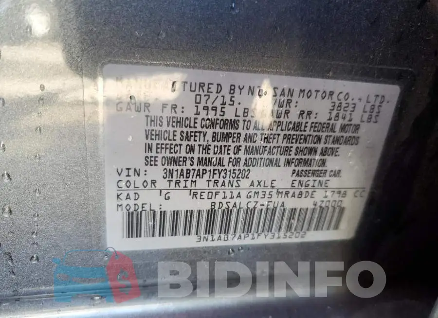 3N1AB7AP1FY315202 Photo# 12
