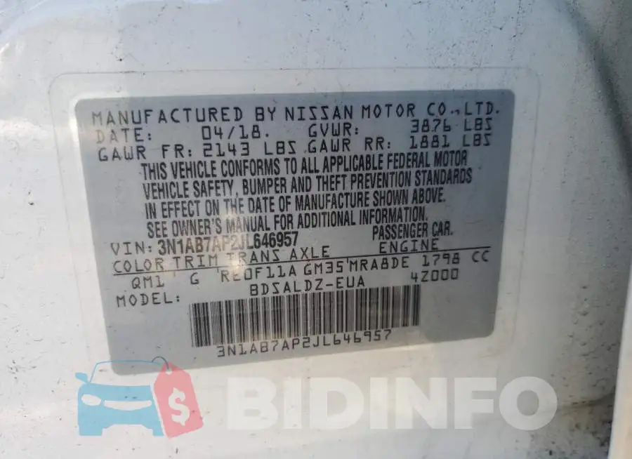 3N1AB7AP2JL646957 Photo# 12