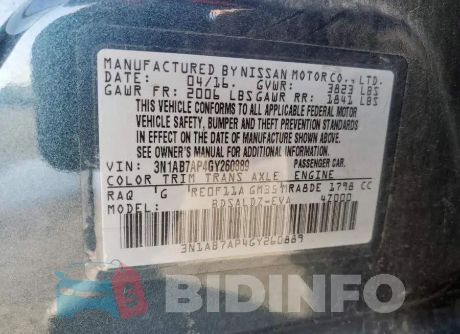 3N1AB7AP4GY260889 Photo# 12