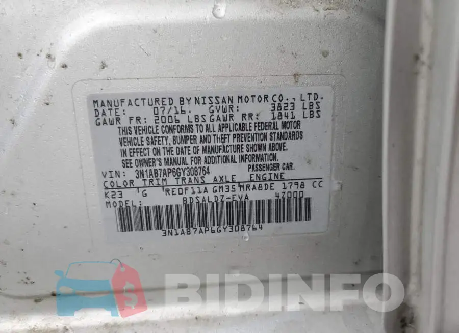 3N1AB7AP6GY308764 Photo# 12
