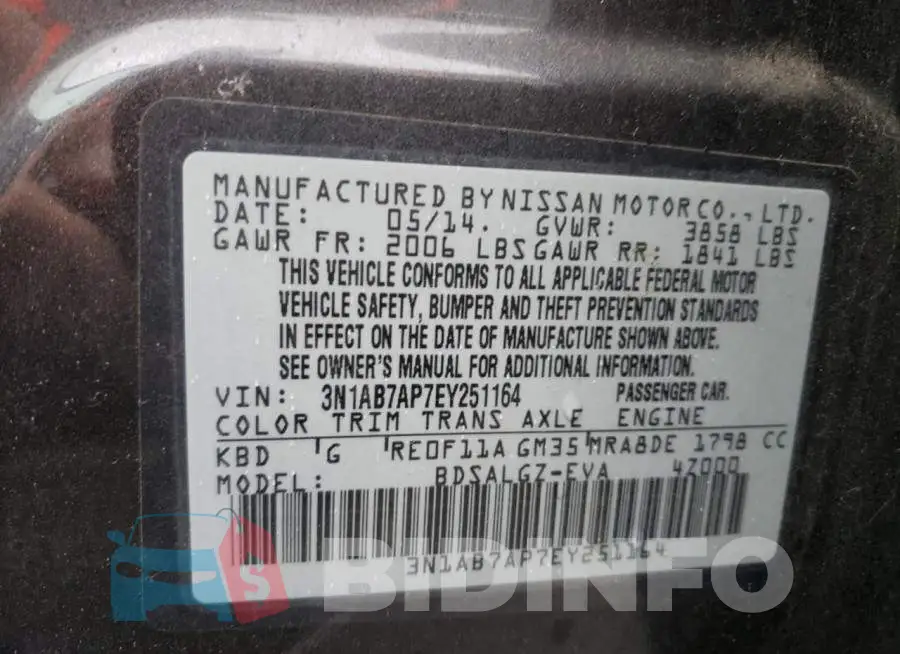 3N1AB7AP7EY251164 Photo# 10