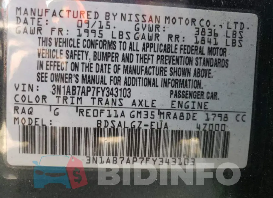 3N1AB7AP7FY343103 Photo# 12