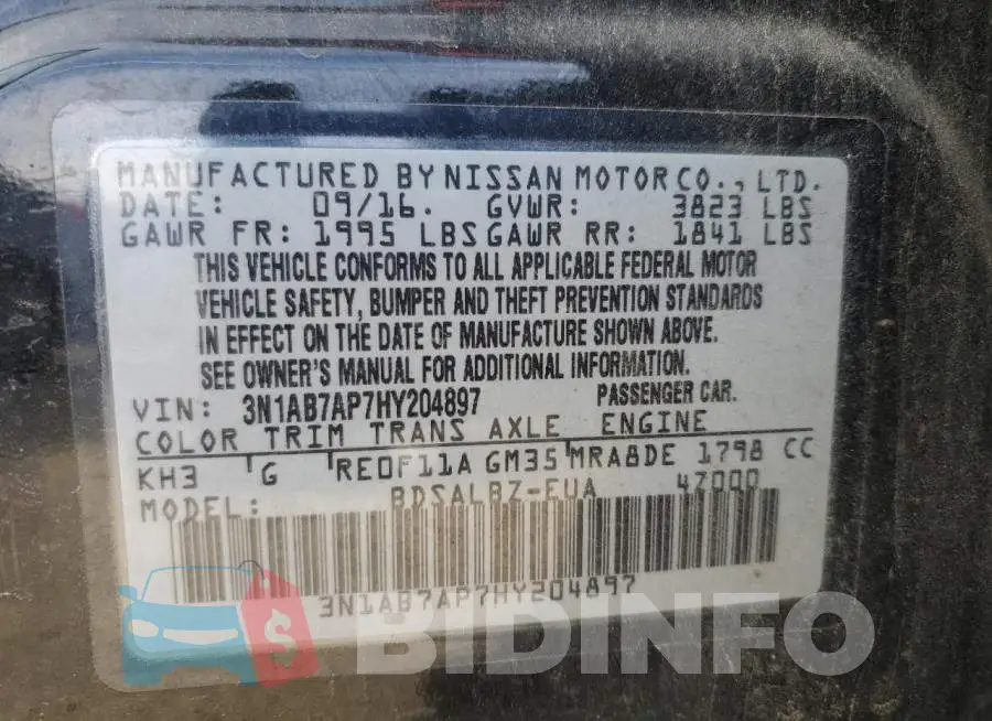 3N1AB7AP7HY204897 Photo# 13