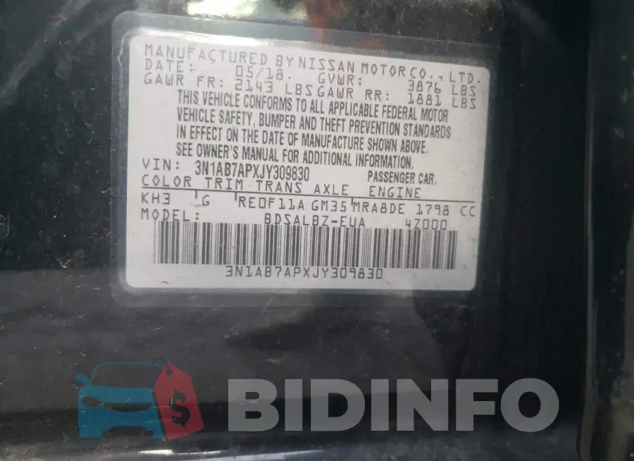 3N1AB7APXJY309830 Photo# 12
