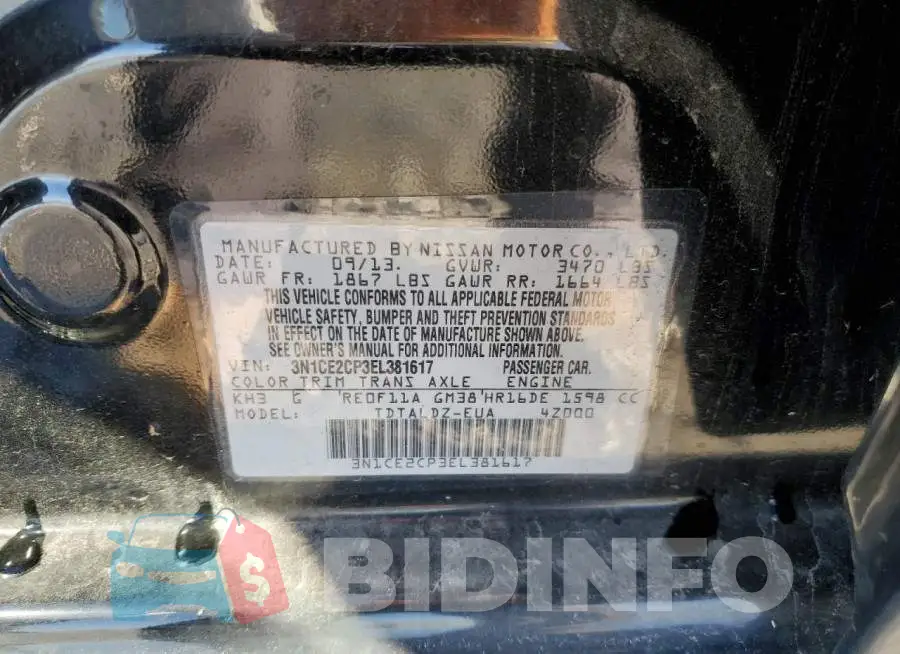 3N1CE2CP3EL381617 Photo# 10