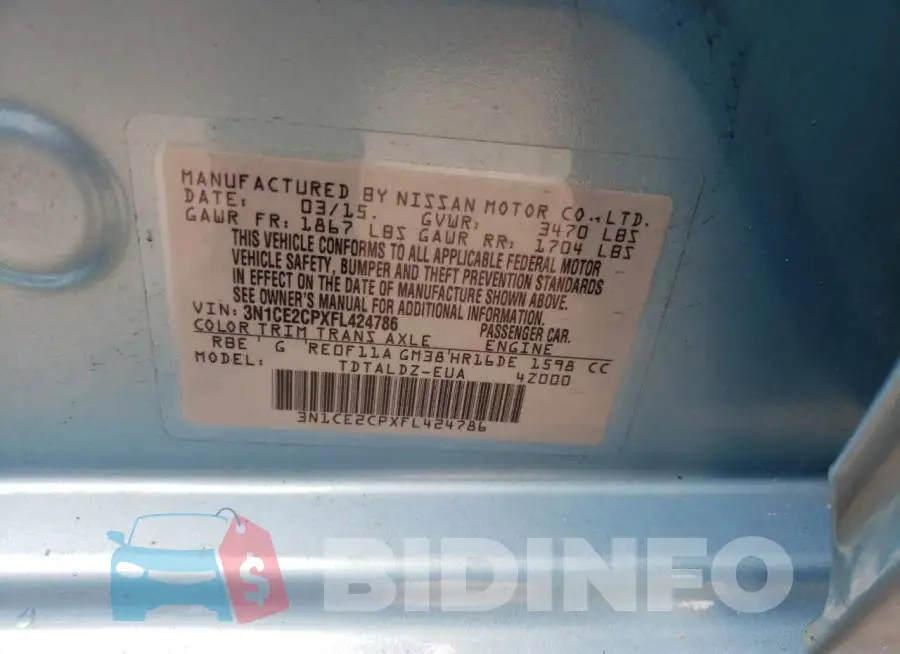 3N1CE2CPXFL424786 Photo# 10