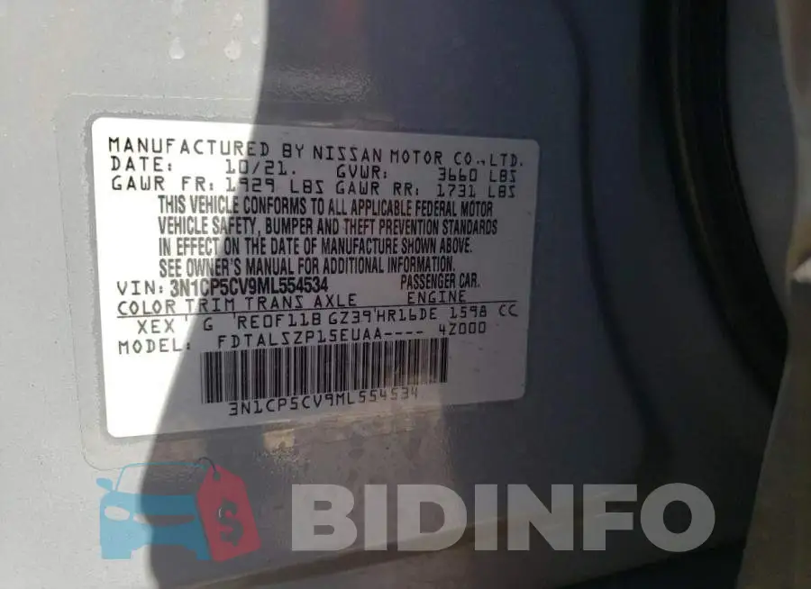 3N1CP5CV9ML554534 Photo# 12