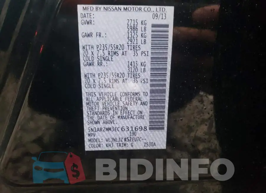 5N1AR2MM3EC631698 Photo# 12