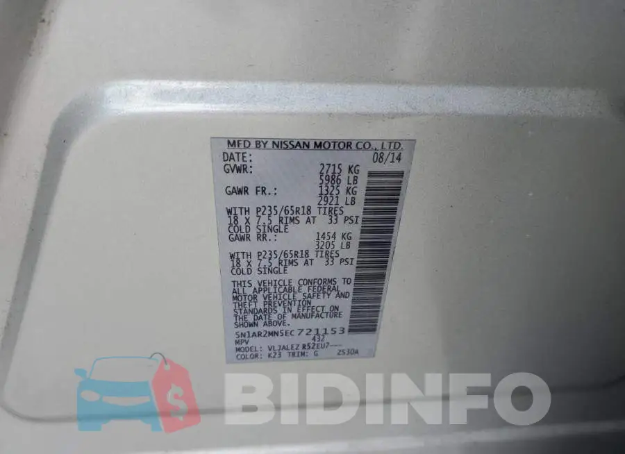 5N1AR2MN5EC721153 Photo# 13