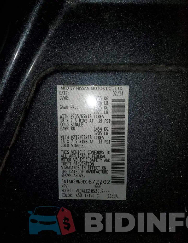 5N1AR2MN9EC672202 Photo# 12