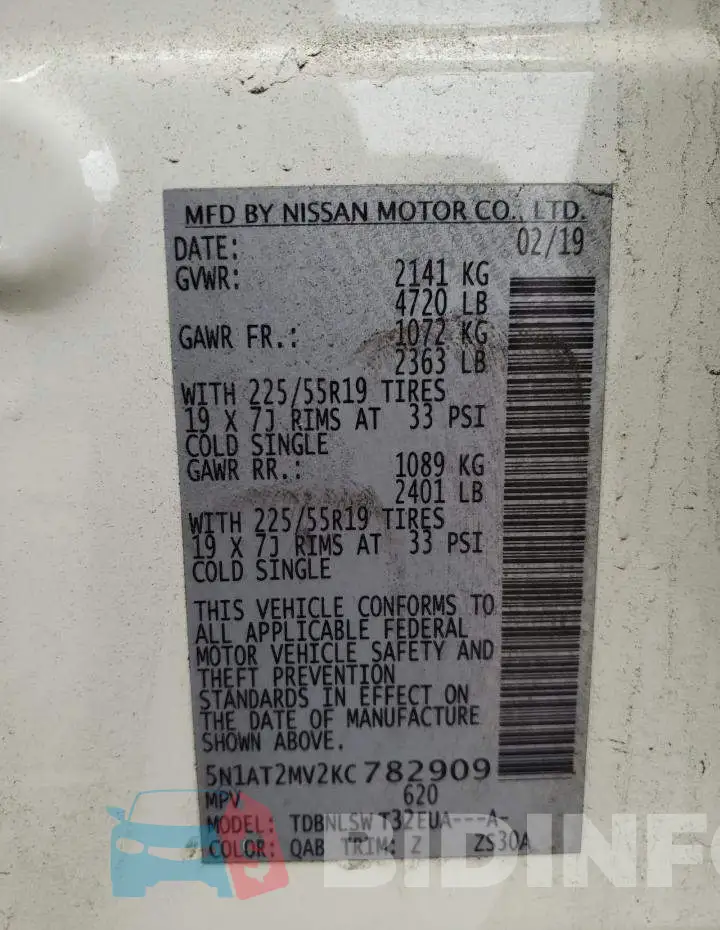 5N1AT2MV2KC782909 Photo# 12