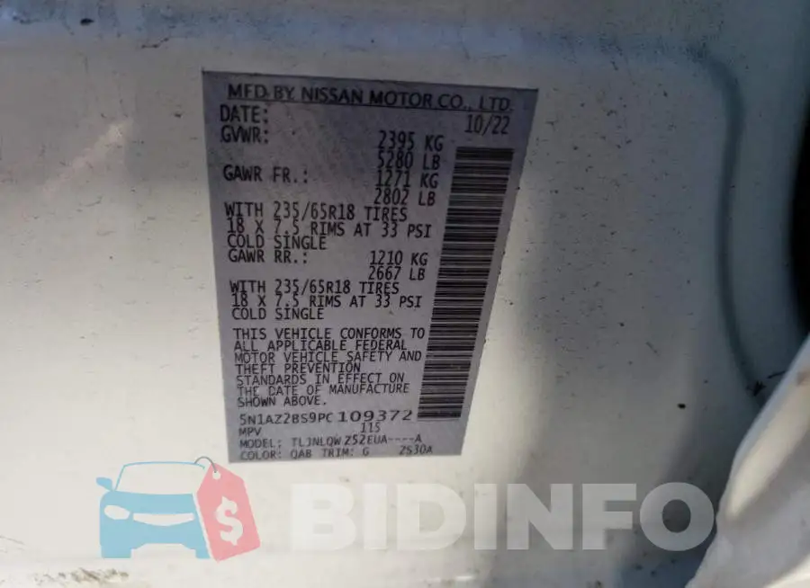 5N1AZ2BS9PC109372 Photo# 13
