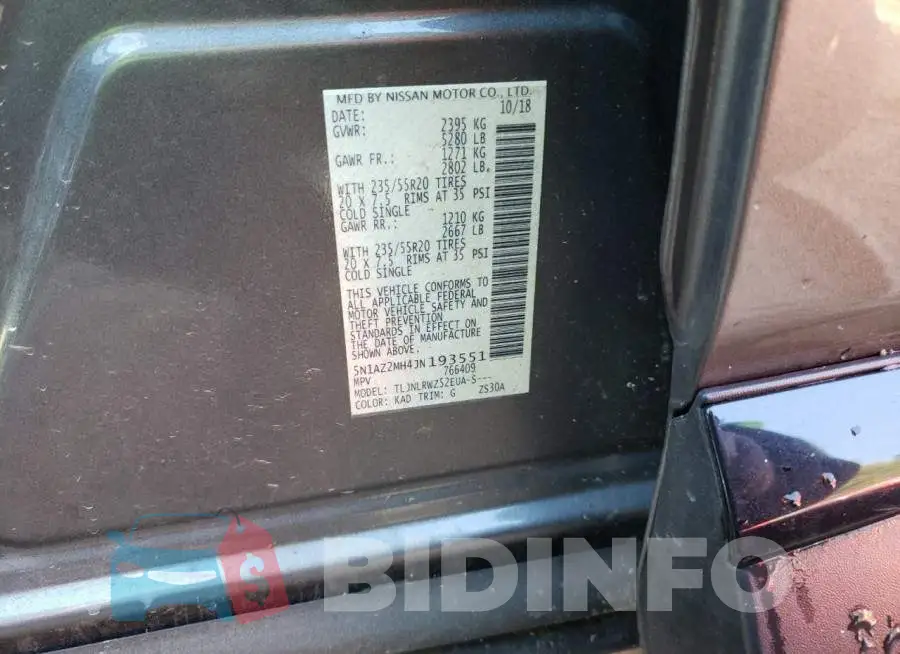 5N1AZ2MH4JN193551 Photo# 13
