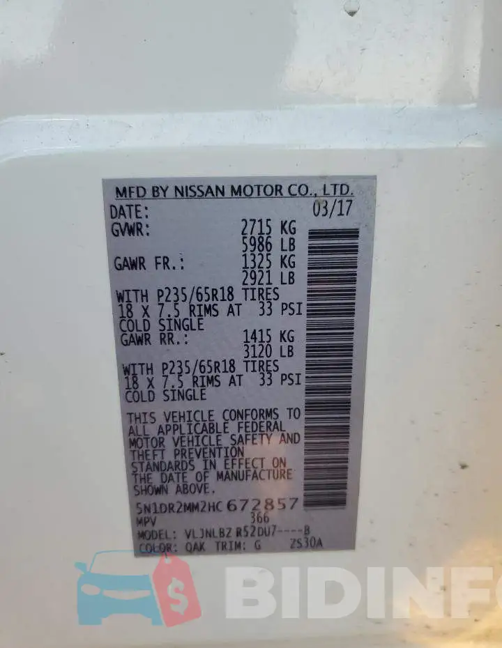5N1DR2MM2HC672857 Photo# 14