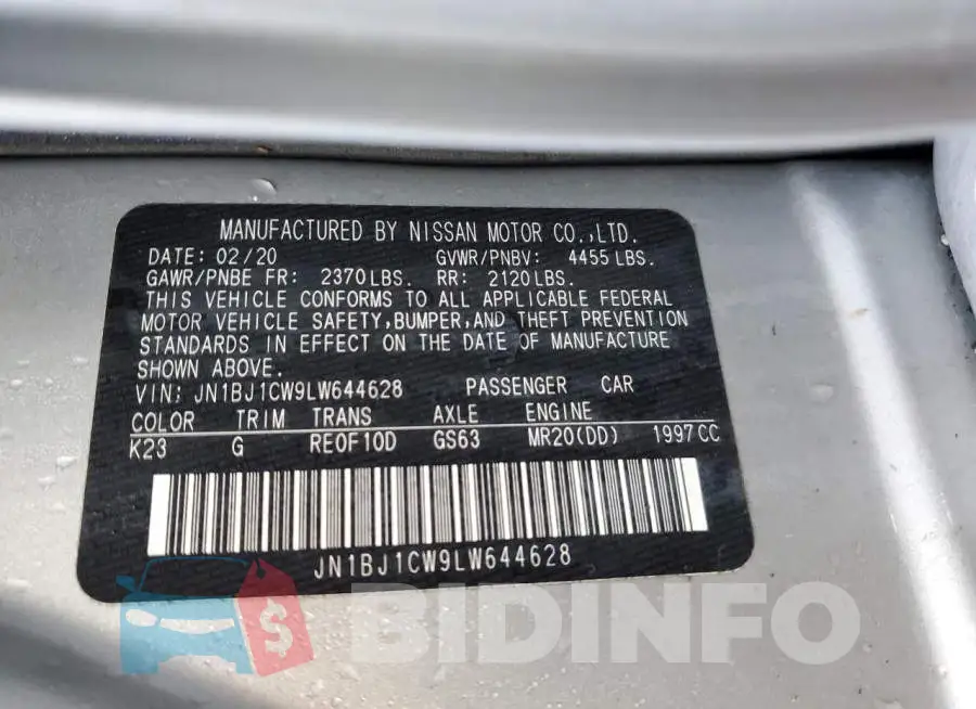 JN1BJ1CW9LW644628 Photo# 13