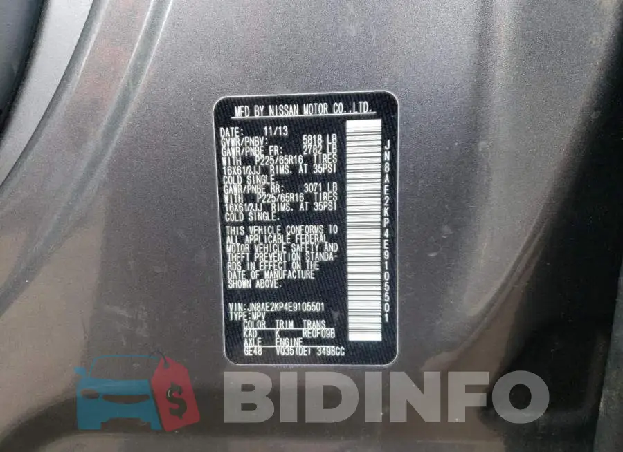 JN8AE2KP4E9105501 Photo# 14