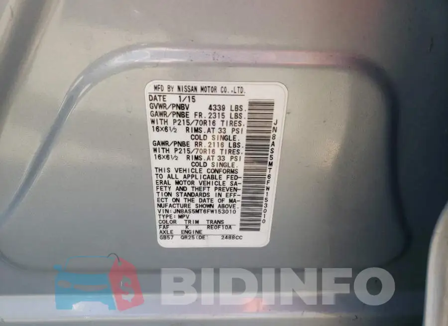 JN8AS5MT6FW153010 Photo# 13