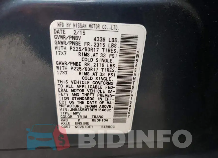 JN8AS5MT8FW154692 Photo# 14