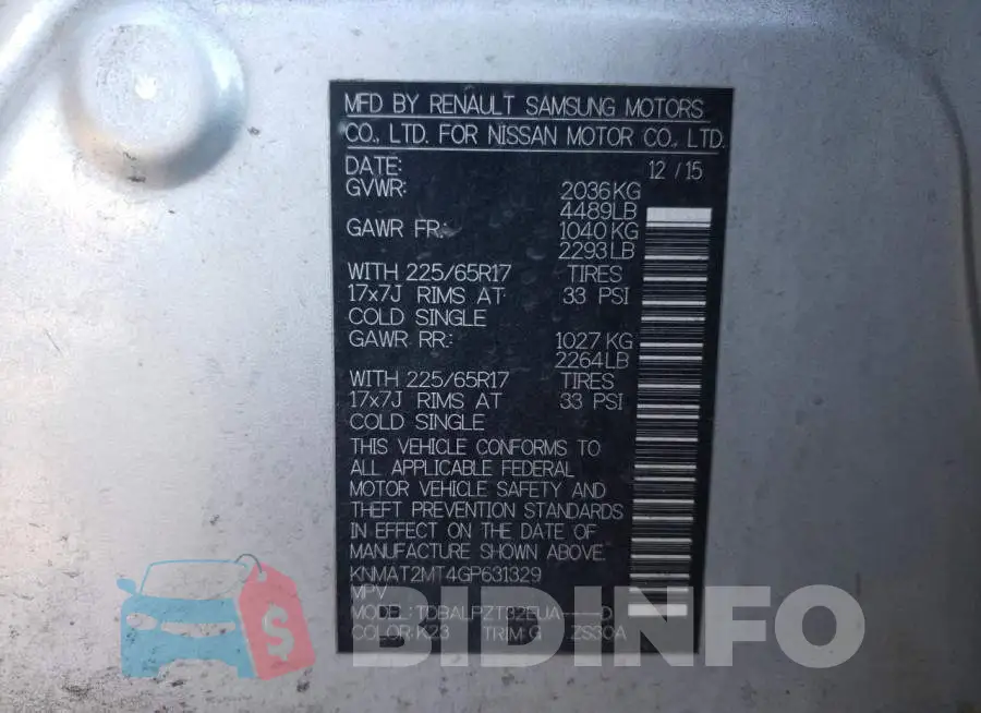 KNMAT2MT4GP631329 Photo# 14